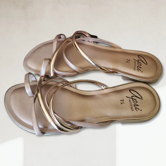 Apri Italian Matte and Shine Strappy Sandals Size 7 1/2 - Picture 6 of 9